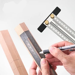 Steel Marking Gauge T-type Ruler Hole Scribing Ruler Woodworking Scribe Crossed-out Tool Line Drawing DIY Measuring Tool