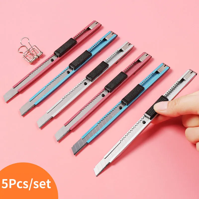 

5Pcs Cutter Students Utility Knife Snap Sharp Retractable Knife For Sketch Painting Drawing School Stationery Art Supplies
