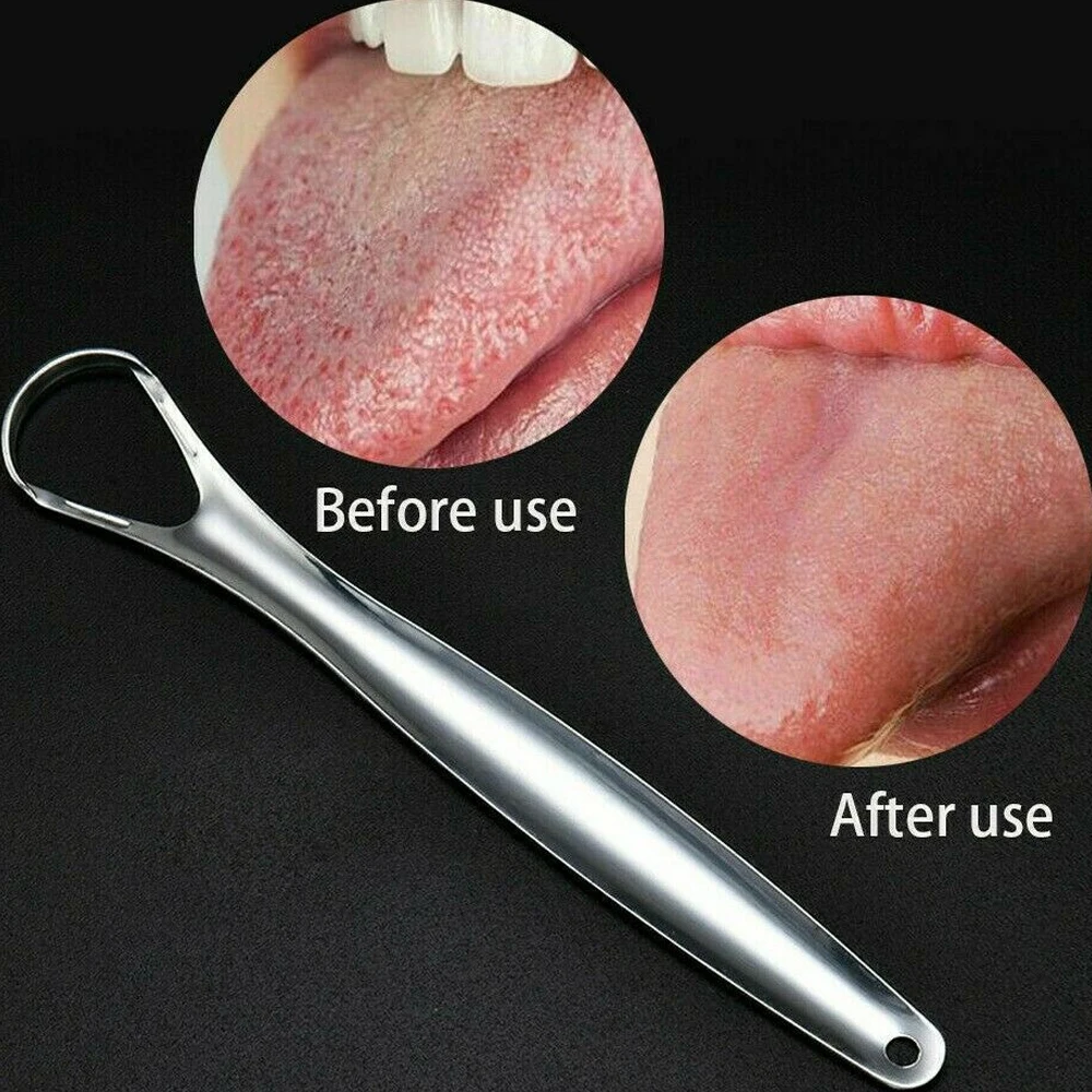 

2Pcs Tongue Scraper Cleaner Reusable Fresh Breath Maker Stainless Steel Tongue Remove Bad Breath Oral Fresher