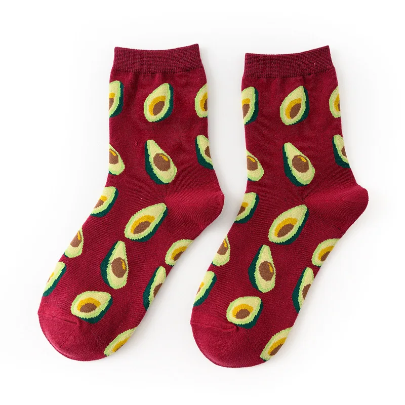 M MISM/модные разноцветные хлопковые носки средней длины с тропическими фруктами, корейские Kawaii хлопчатобумажные забавные носки, набор с паттеном, новые носки унисекс - Цвет: Avocado