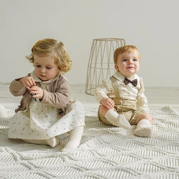 

MILANCEL baby clothing 100 days baby girls dress bodysuits tie bow baby boys rompers infant girls boys outfit