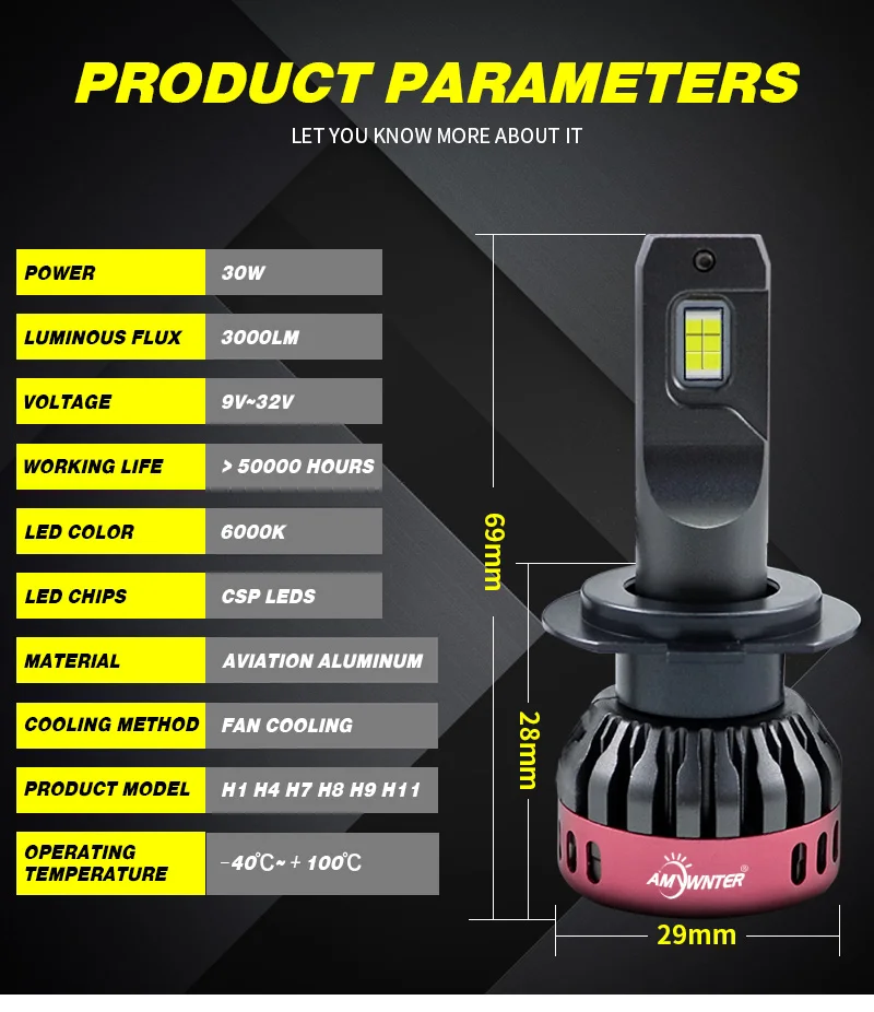 Lâmpadas H8 H9 H11 3600lm Levou Farol