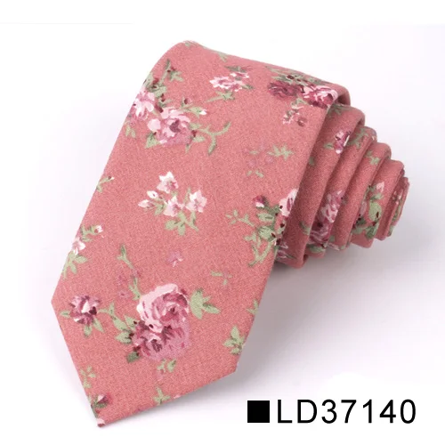 LD37140 Цветочный галстук для мужчин и женщин, тонкий хлопковый галстук на шею для свадьбы, повседневные мужские галстуки, классические костюмы, цветочный принт, галстук на шею - Цвет: LD37140