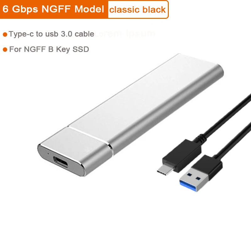 M2 SSD чехол NVME корпус USB3.1 GEN2 10 Гбит/с M.2 для usb type C 3,1 SSD адаптер для NVME PCIE M/B Ключ SSD диск коробка M.2 SSD чехол - Цвет: NGFF - 6Gbps Silver