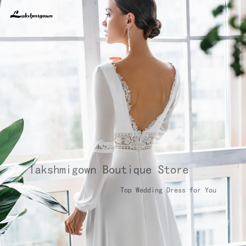 mermaid wedding dress Lakshmigown Robe Mariee Bohemian Wedding Dress Puffy Long Sleeve 2022 V Neck Chiffon Bridal Beach Boho Wedding Dresses sexy wedding dresses