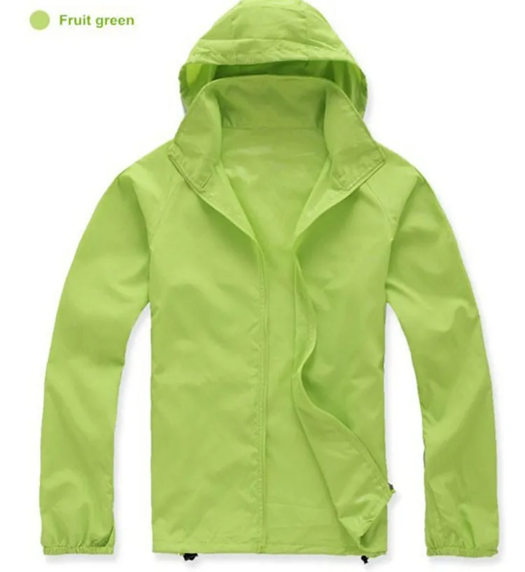 Быстросохнущие походные куртки для мужчин и женщин, новинка, водонепроницаемые солнцезащитные спортивные куртки для мужчин и женщин - Цвет: Fruit Green