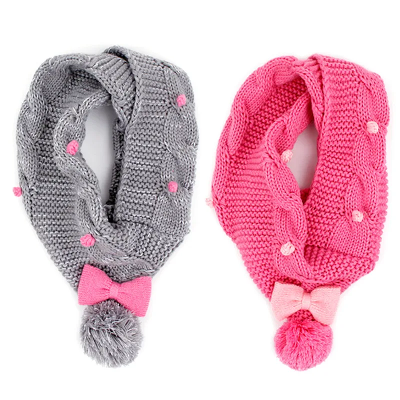 

Korean Winghouse Children Scarf Triangle Neck Warmer Muffler Girl Cute Bowknot Autumn Winter Warm Knit Scarf