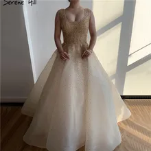 Дубай Полный Кристалл A-Line Выпускные платья дизайн без рукавов роскошные сексуальные Promf платья Serene Хилл DLA70232