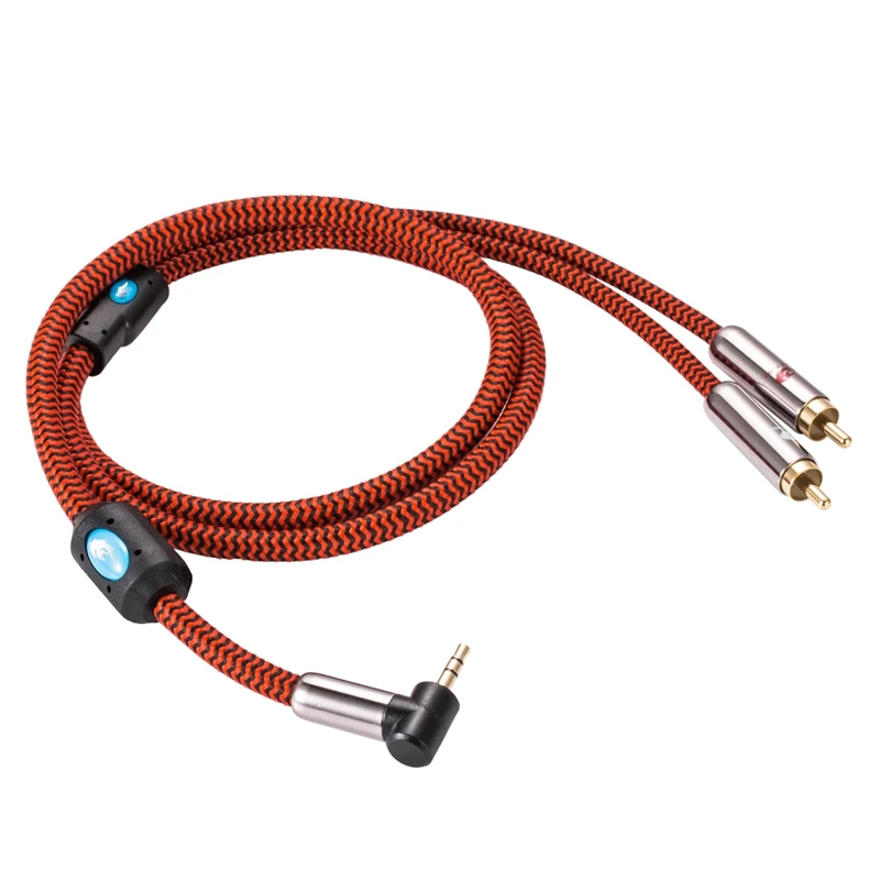 Hifi Cable Angle Mini Jack 3 5mm to Dual RCA for PC Car Headphone Mobile Sound box 1 8 to 2 RCA OFC Audio Cable 1M 3M 5M 8M 10M