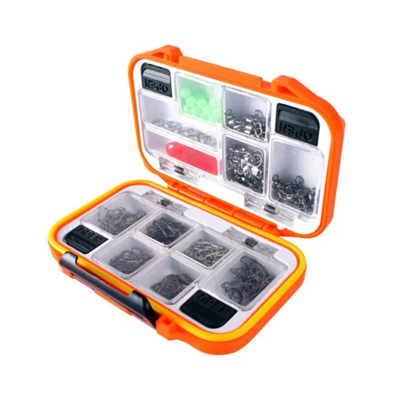 

191pcs/lot 12 grids Fishing Set ABS Box Tackle Durable Small Clear Plastic Waterproof Hook Lure Bait Box Fishing Accessories