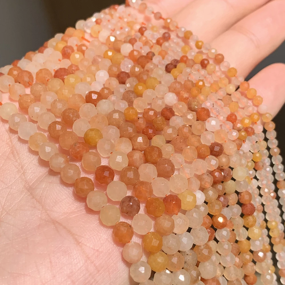Faceted Blue Natural Sandstone Beads for Jewelry Making - Handmade Waist Beads, Women's Stone Beads Collection