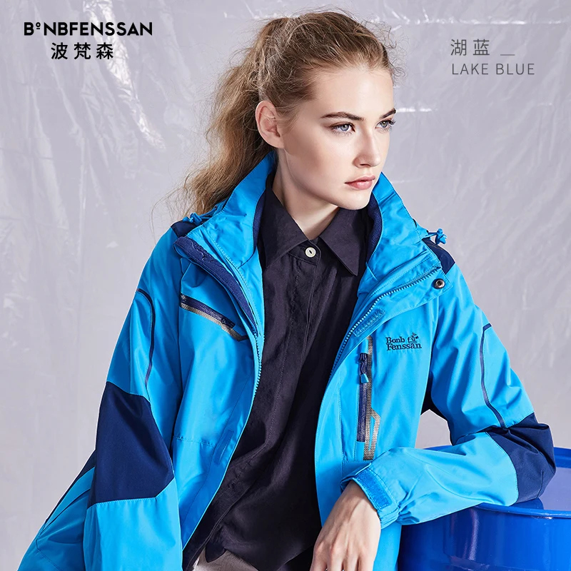 Новинка, куртка для пеших прогулок, женская зимняя куртка, 3 в 1, куртка, флисовое пальто, ветровка, софтшелл, водонепроницаемые куртки, пальто для улицы - Цвет: Синий