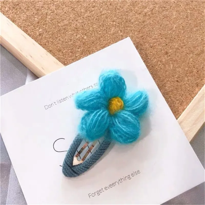 1 pcs blue M MISM, модные зимние цветные плюшевые заколки для волос с цветами для девочек, милые детские ВВ заколки, заколки для волос, аксессуары для волос - Цвет: 1 pcs blue