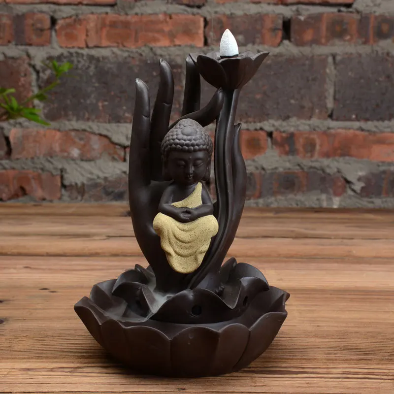 Queimador De Incenso Interior Furnishing Articles Guanyinshou Three Holy Backflow Censer In The West Violet Arenaceous Teachers