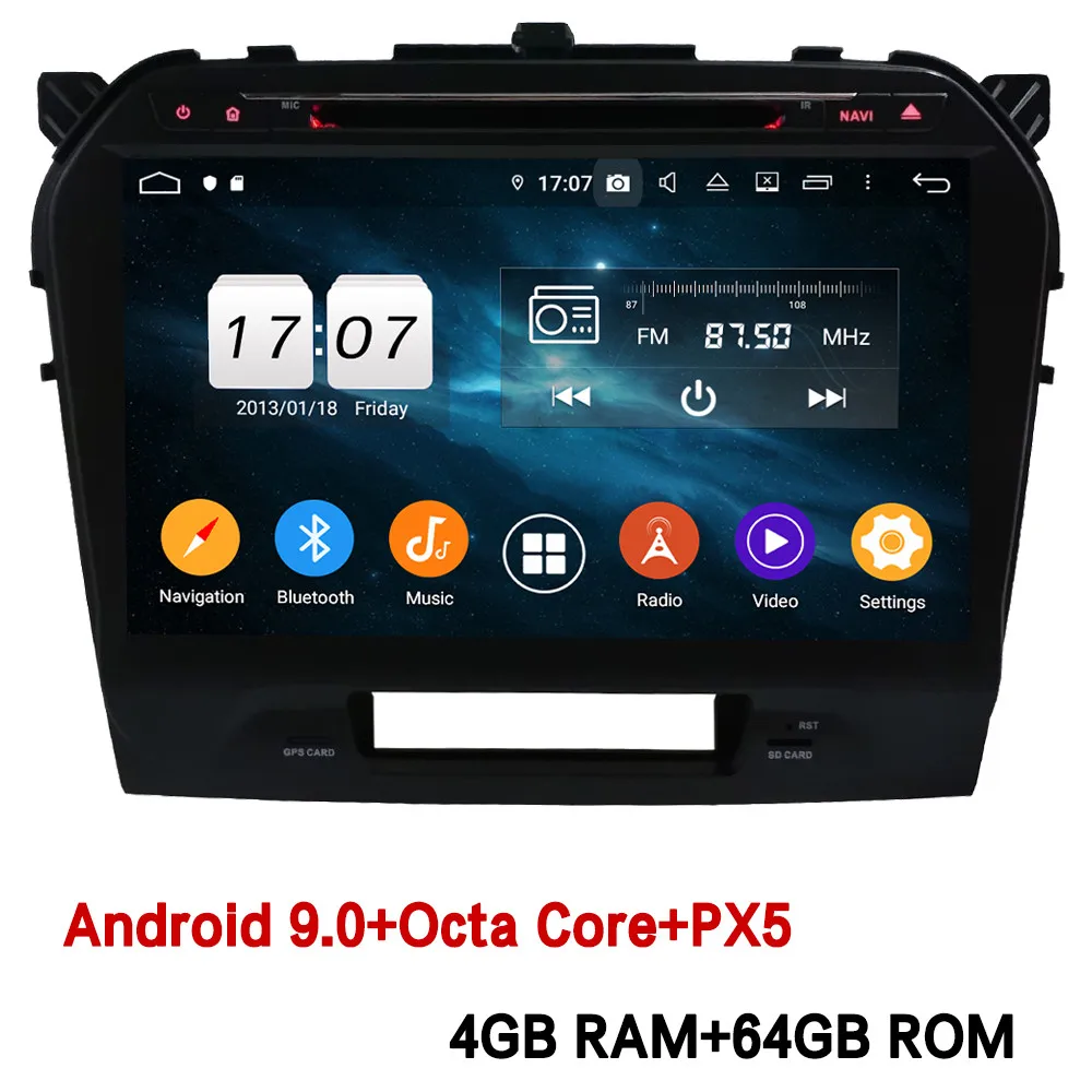 Klyde 10," ips 4G wifi Android 9 Восьмиядерный 4 Гб ОЗУ 64 Гб ПЗУ DSP BT автомобильный DVD мультимедийный плеер стерео для Suzuki Vitara - Цвет: 4GB RAM x 64GB ROM