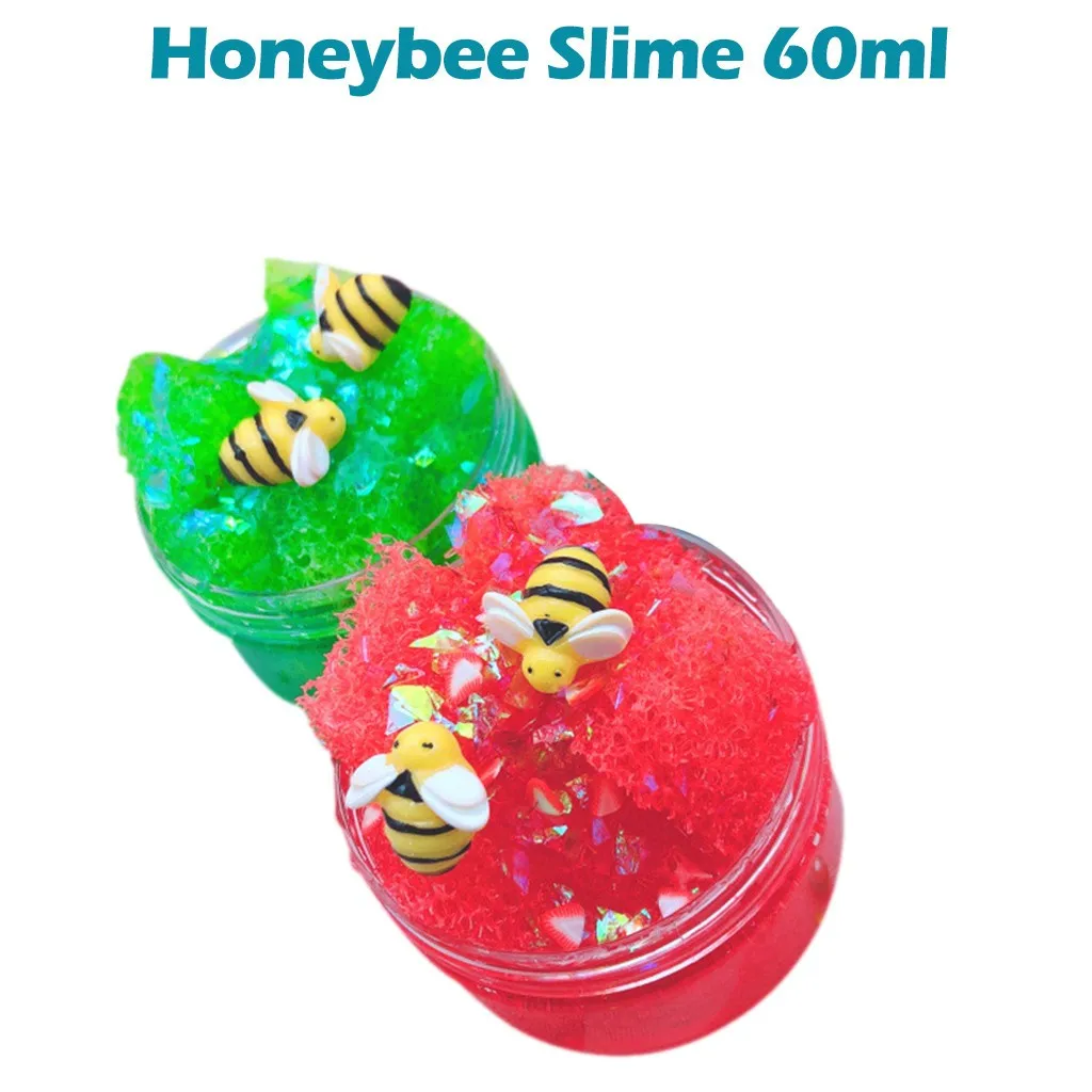 60 мл Honeybee Кристалл поставки слаймов талисманы мягкий светильник для снятия стресса слизи глина полимерная антистрессовая грязь волшебный пластилин