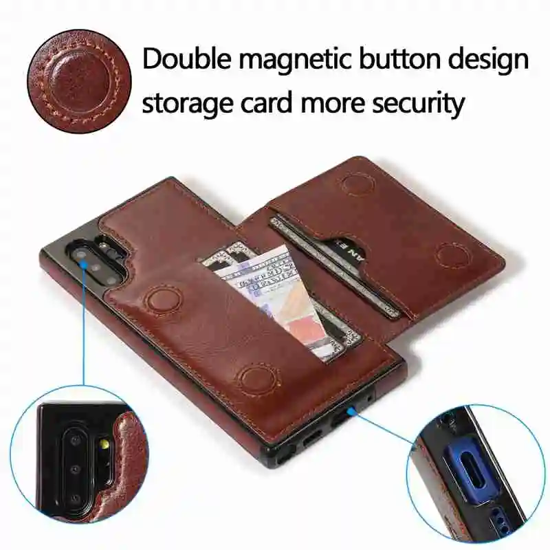 

Four Magnet Buckle Flip Leather Case For Samsung Galaxy Note 10 Plus 10 9 8 S8 S9 S10 Plus S10e A10 M10 A20 A30 A40 A50 A70 Capa