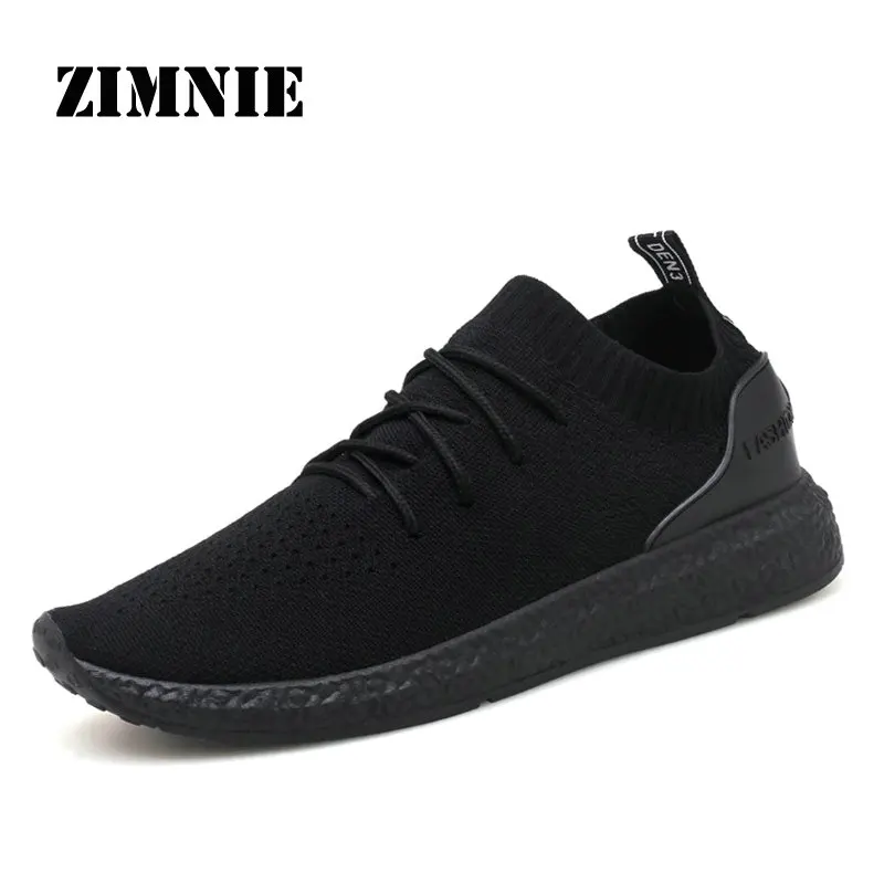 ZIMNIE/брендовая модная мужская обувь для бега; Уличная Повседневная обувь; большие размеры 38-46; дышащая и светильник; Мужская Спортивная обувь на шнуровке - Цвет: All Black