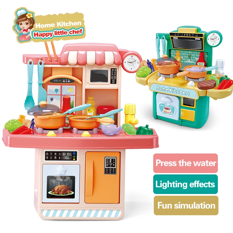 

23/26Pcs Kid Kitchen Toys Simulation Kitchen Toy Spray Water Dinnerware Pretend Play Kitchen Cooking Table Set Children's Gift