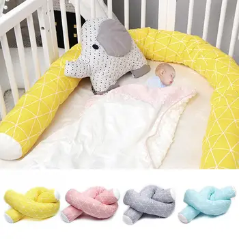 

2M Newborn Baby Bed Bumper Children Plaid Cloud Pillow Bumper Infant Crib Fence Cotton Cushion Kids Room Bedding Decoration
