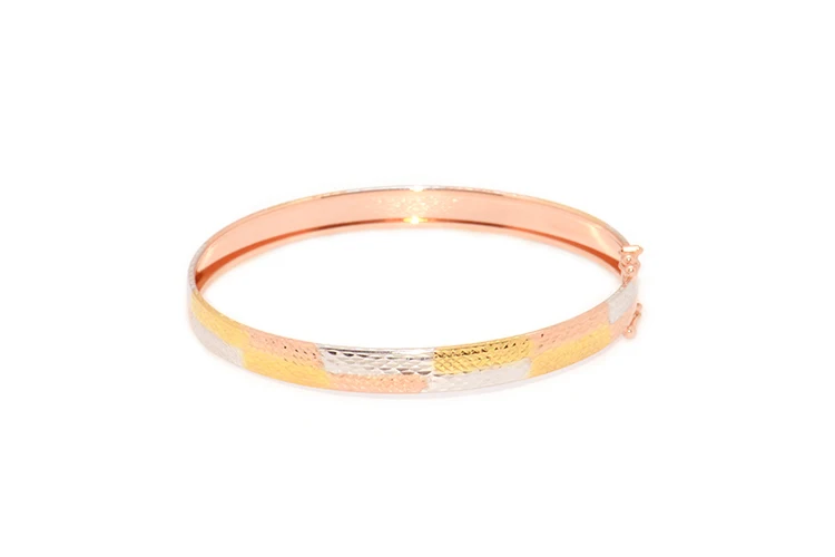 Блестящие лазерные браслеты Tri Tone 18K из чистого настоящего твердого золота AU750 для