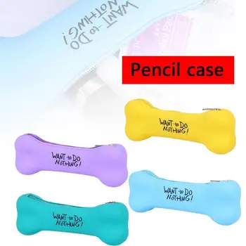 

Candy-colored bone silicone pen bag office stationery supplies