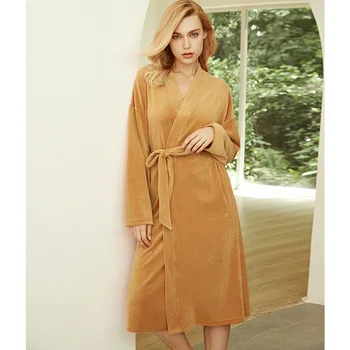

Bath Robe Ladies Pajamas New Products Autumn and Winter Thick Soft Long-sleeved Night Gown Long Bathrobe Morning Gown