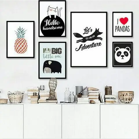 

New Style Northern European-Style Hipster Animal Cartoon Pattern Decorative Painting CHILDREN'S Room Bedroom Hanging Painting Co