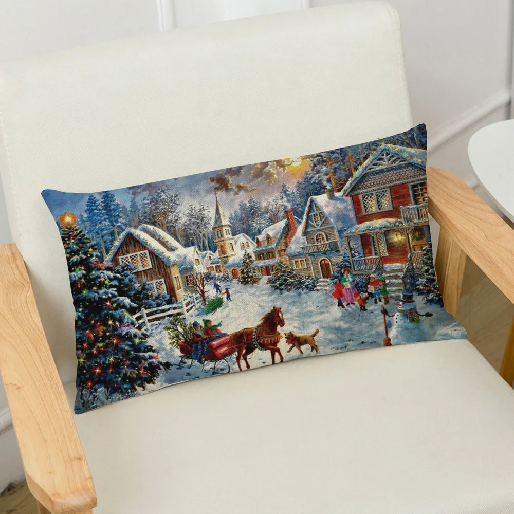Merry Christmas льняные наволочки для дивана прямоугольная наволочка для подушки украшение дома прямоугольные чехлы на дивана и стула чехлы на подушки для дома# R10