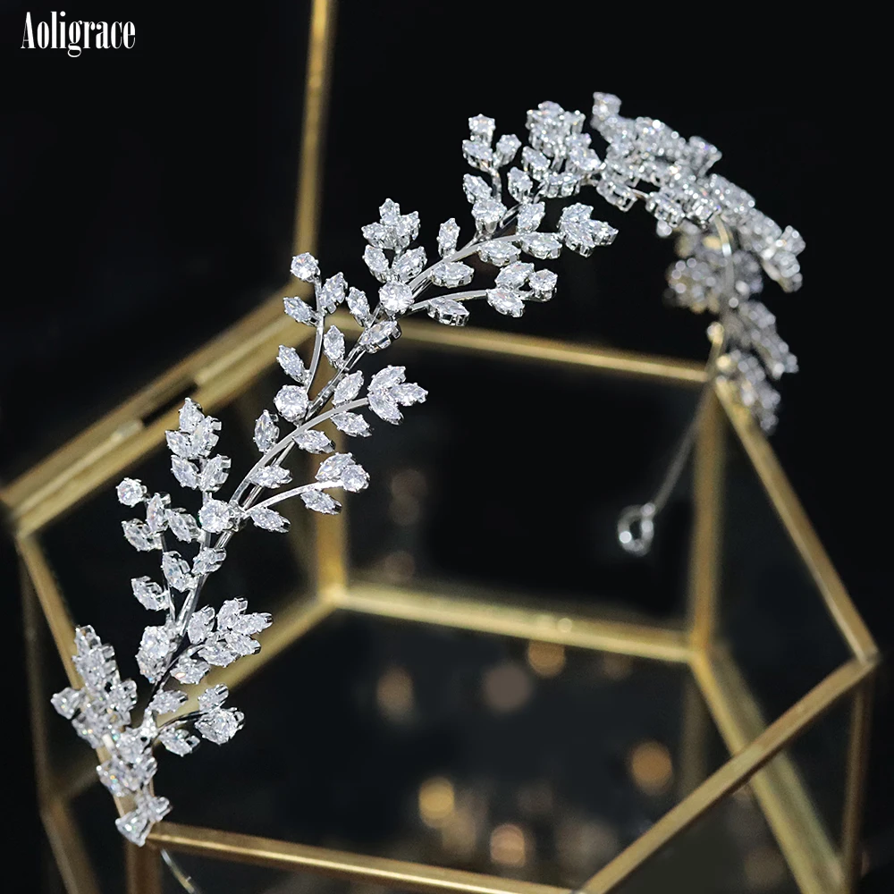 2022 New Cubic Zirconia Tiaras and Crowns for Women Shiny Zirconia Hairband Gold CZ Hair Accessories Wedding Bridal Headband