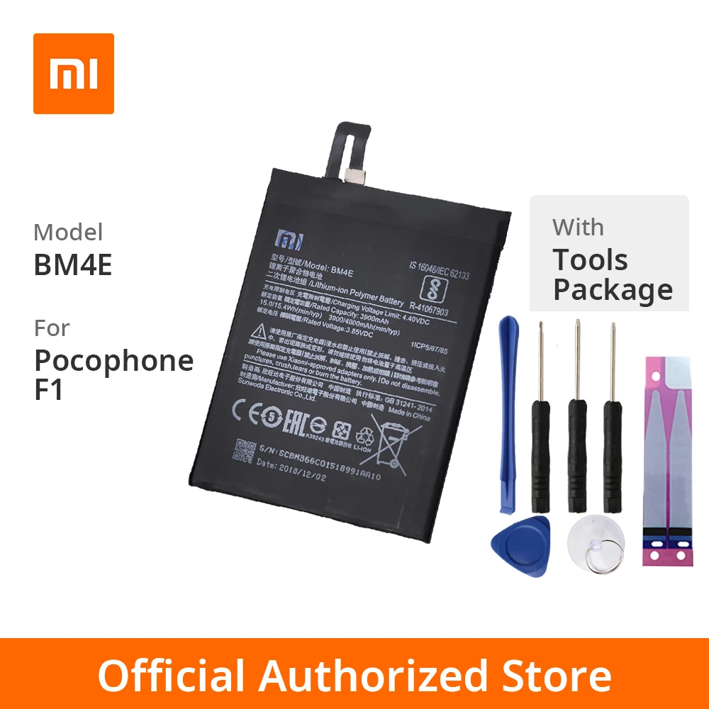 

Xiaomi Original Pocophone F1 Phone battery Model BM4E Battery Capacity 4000mAh Battery Voltage Limit 3.85V For Pocophone F1