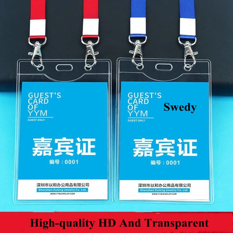 Transparent Plastic Clears ID Card Bag Case PVC Plastic Exhibition ID Badge Card Holder Work Name Card Holder With Lanyard