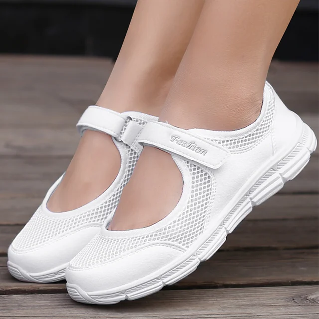 Women Flats Breathable White Shoes Women Lightweight Zapatillas Mujer Spring Autumn Flat Shoes Plus Size Casual Sneakers Female 1