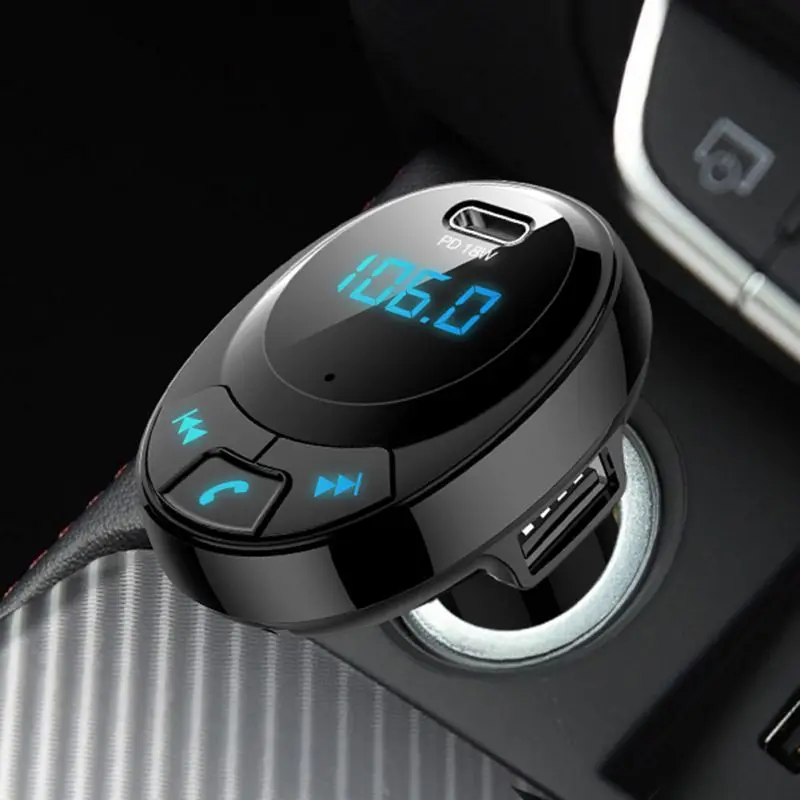 1 шт. двойной USB и type-C зарядный порт Автомобильный Bluetooth fm-передатчик, беспроводной fm-радио Bluetooth адаптер