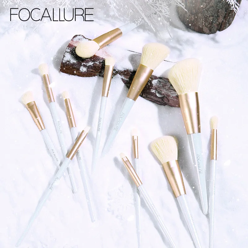 FOCALLURE 12 шт. набор кистей для макияжа с сумкой косметические кисти тени для век основа пудра подводка для глаз инструмент