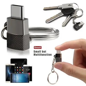 

NEW Zinc Alloy Micro To Type-c Adapter With Chain Metal V8 Android To Type-c Adapter Charge Date Transmission Adapt Wholesale