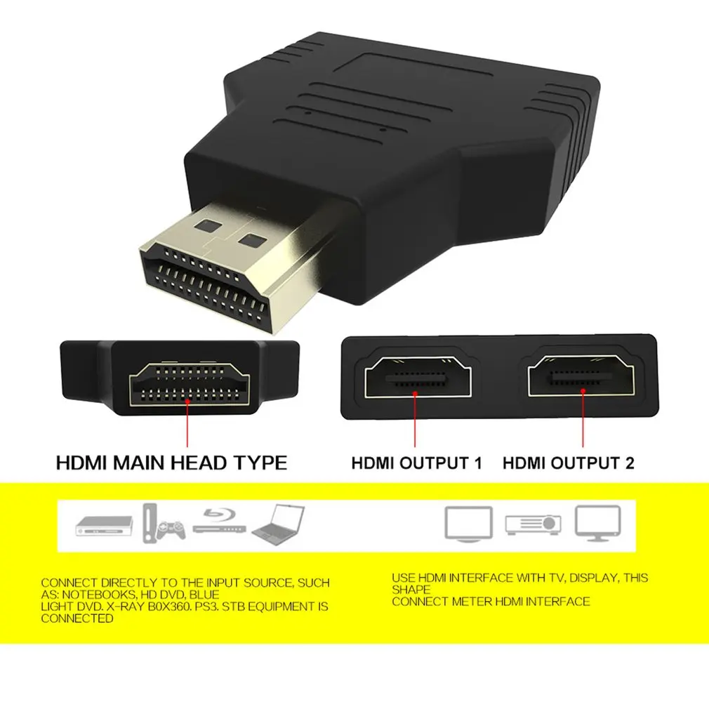 1080p 1 в 2 Переходник HDMI разветвитель папа Женский Onversion Head Adapter|Кабели HDMI| |