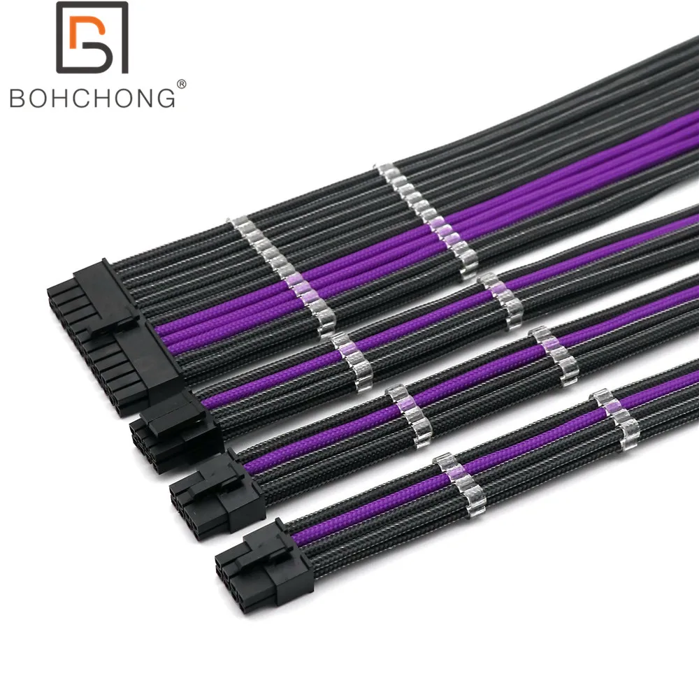 Базовый комплект удлинительных кабелей 4 мм PET 1 шт. 24Pin ATX 8 контактный процессор + 2