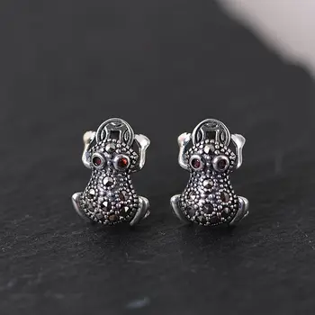

FNJ Animal Toad Earrings 925 Silver Original Pure S925 Sterling Silver Stud Earring for Women Jewelry