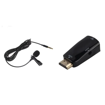 

Lavalier Lapel Clip-on Omnidirectional Miniphone with 1080P HDMI Male to VGA Female Adapter Video Converter