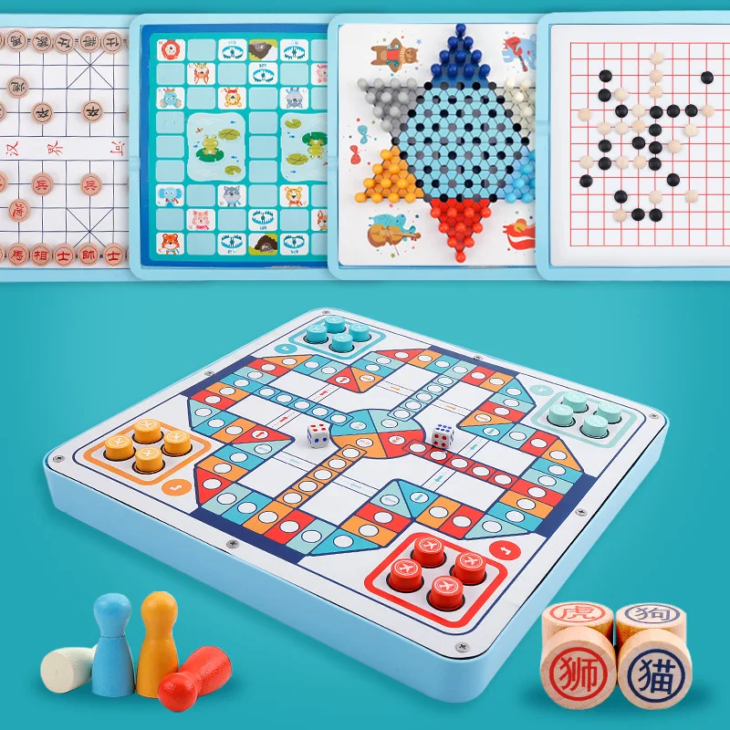 Детский самолет шахматы шашки пять-в-ряд животных шашка Snake Chess игрушка обучающая Young STUDENT'S Многофункциональная игрушка