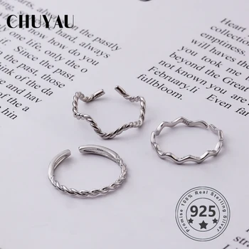 

Chuyau 925 Sterling Silver INS style minimalist thin tail ring set Twisted ring Best Gift For Women Jewelry Gift Wholesale