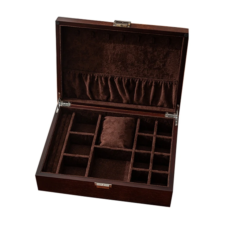 

Jewelry Box Women Wooden Rectangle Packaging Necklace Rings Earrings Storage Organizer Display Gift Boxes Case
