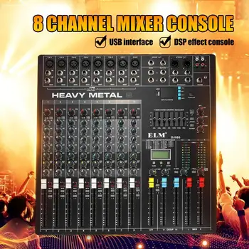 

DJ Mixer 8 Channel Sound Mixing Console 48V Phantom Power For Karaoke KTV With DSP Digital Effects USB MP3 Jack Audio Mixer
