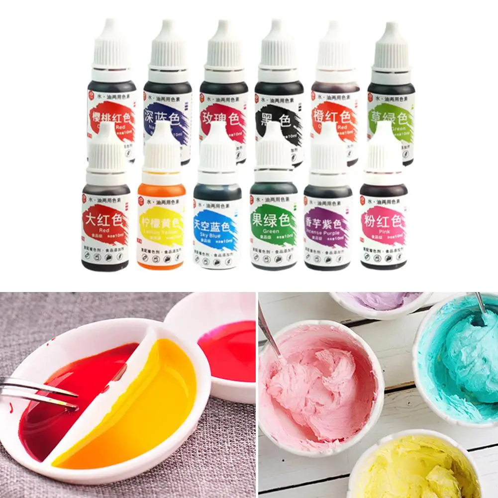 12 Colors 10ml Natural Ink Food Coloring Cake Pastries Cookies DIY