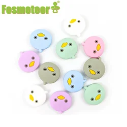 Fosmeteor 5pc Duck Shaped Baby Silicone Beads Teether Baby Cartoon Teething For DIY Baby Necklace Pendant Bracelet Accessories