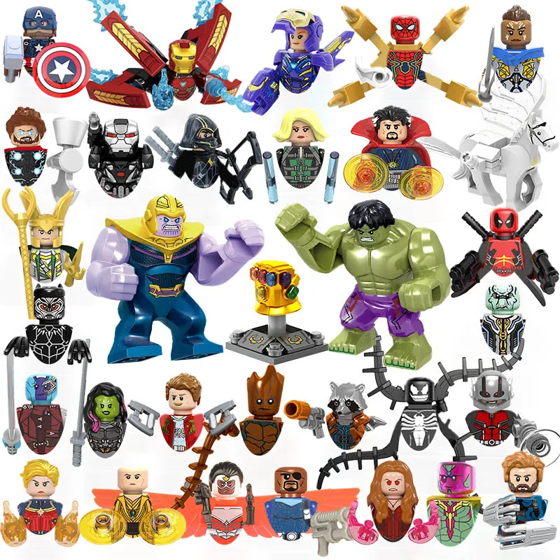 Фигурка Marvel мстители строительные блоки: танос железный человек Человек-паук Тор