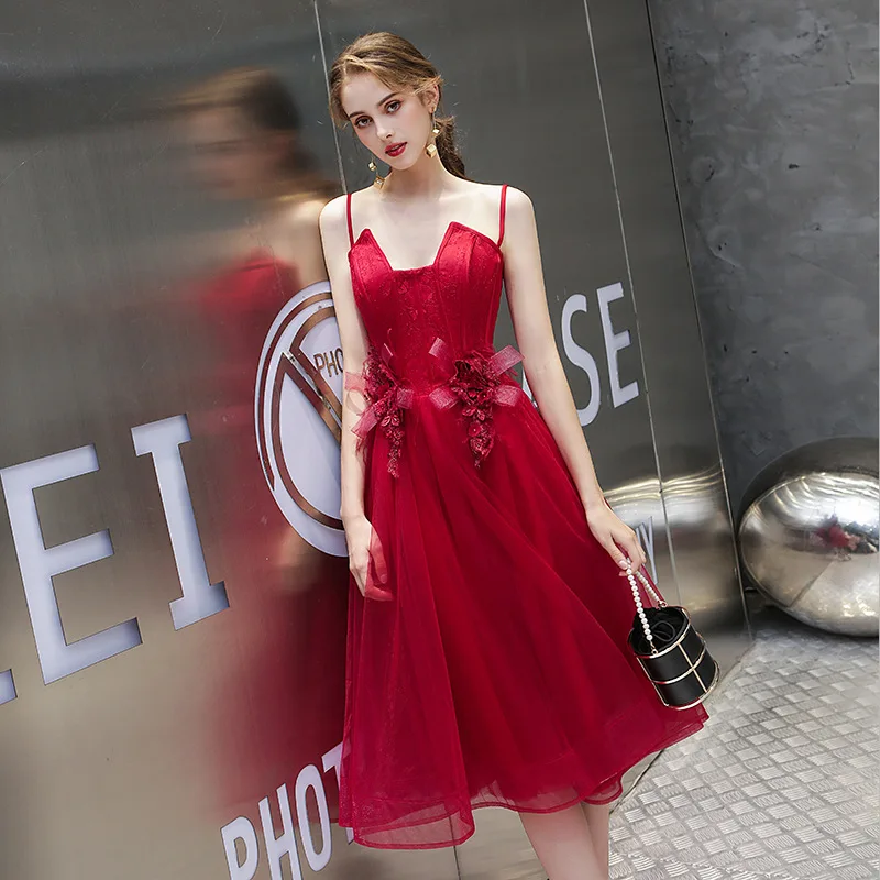 CEEWHY без рукавов Vestido de Festa короткое Кружевное Вечернее платье с аппликацией А-силуэта для выпускного вечера Вечернее платье для женщин