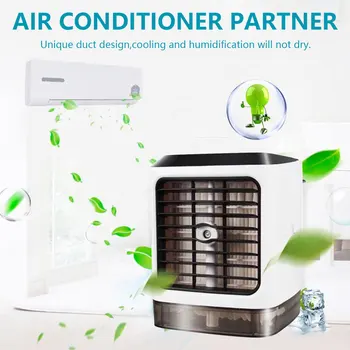 

Home Mini Air Conditioner Portable Cooler 7 Colors LED USB Personal Space Cooler Fan 4IN1 Air Cooling Fan Rechargeable Fan Desk