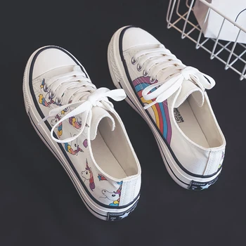 

2020 New Arrival Women Shoes Outdoor Fashion Unicorn Lace-up Casual Vulcanize Shoesgirls Sneakers Zapatos Mujer